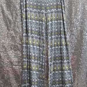 Cato Blue and Green Patterned Wide-Leg Pants